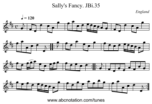 Sally's Fancy. JBi.35 - staff notation