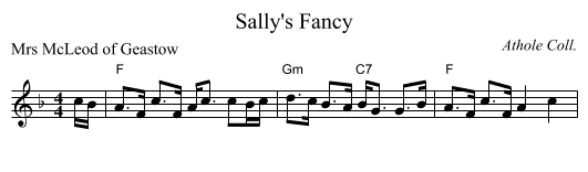 Sally's Fancy - staff notation