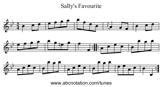 Sally's Favourite - staff notation