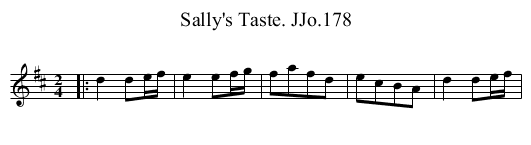 Sally's Taste. JJo.178 - staff notation