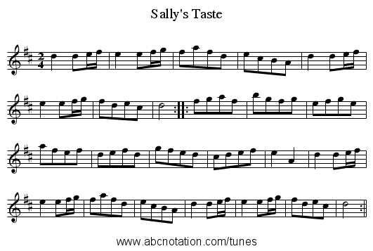 Sally's Taste - staff notation
