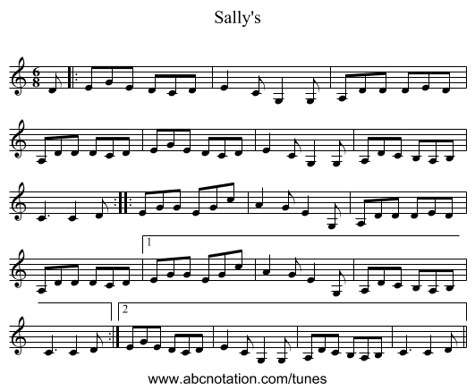 Sally's - staff notation