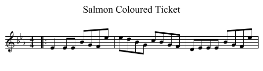 Salmon Coloured Ticket - staff notation