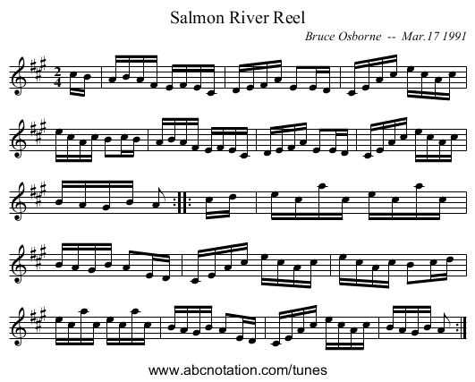 Salmon River Reel - staff notation