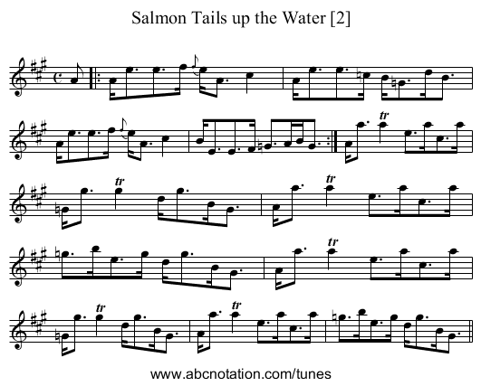 Salmon Tails up the Water [2] - staff notation