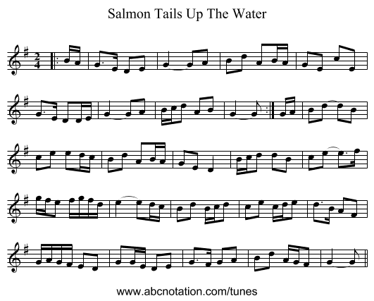 Salmon Tails Up The Water - staff notation