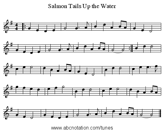 Salmon Tails Up the Water - staff notation