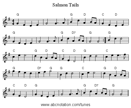 Salmon Tails - staff notation