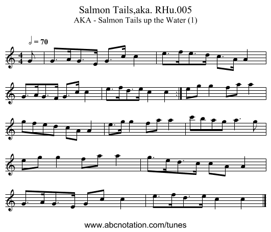 Salmon Tails,aka. RHu.005 - staff notation