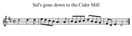Sal's gone down to the Cider Mill - staff notation