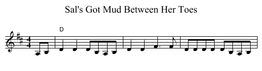 Sal's Got Mud Between Her Toes - staff notation