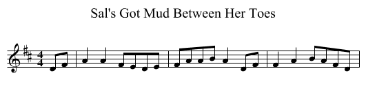 Sal's Got Mud Between Her Toes - staff notation