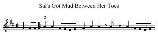 Sal's Got Mud Between Her Toes - staff notation