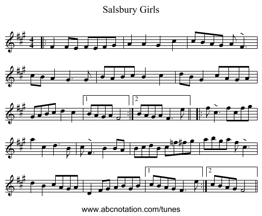 Salsbury Girls - staff notation