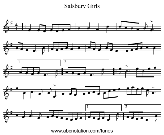 Salsbury Girls - staff notation