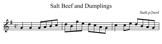 Salt Beef and Dumplings - staff notation