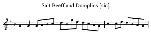 Salt Beeff and Dumplins [sic] - staff notation