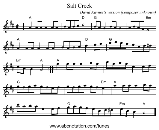 Salt Creek - staff notation