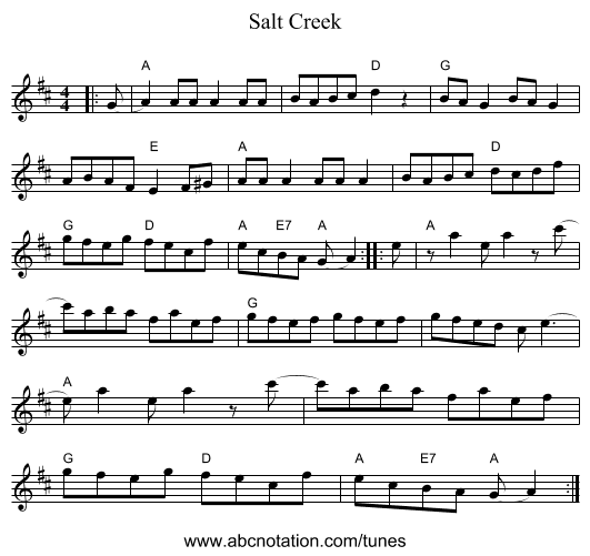Salt Creek - staff notation