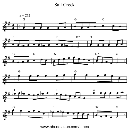 Salt Creek - staff notation