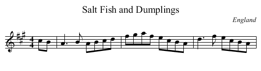 Salt Fish and Dumplings - staff notation