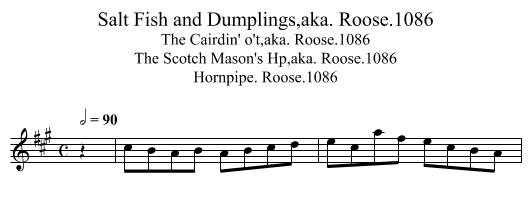 Salt Fish and Dumplings,aka. Roose.1086 - staff notation