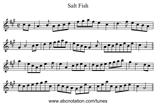Salt Fish - staff notation