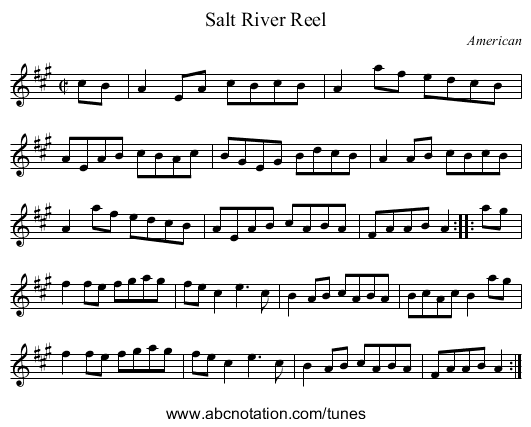 Salt River Reel - staff notation