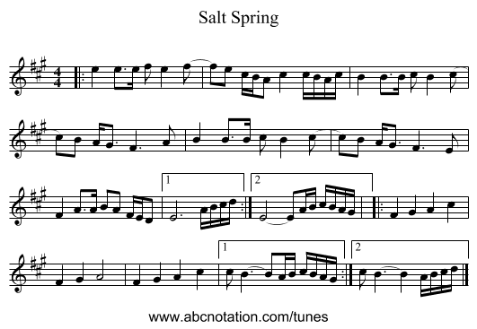 Salt Spring - staff notation