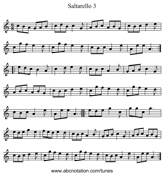 Saltarello 3 - staff notation