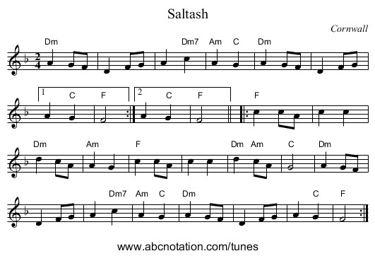Saltash - staff notation