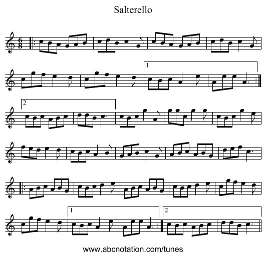 Salterello - staff notation