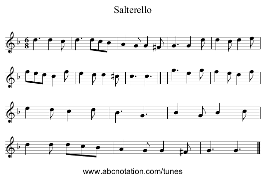 Salterello - staff notation