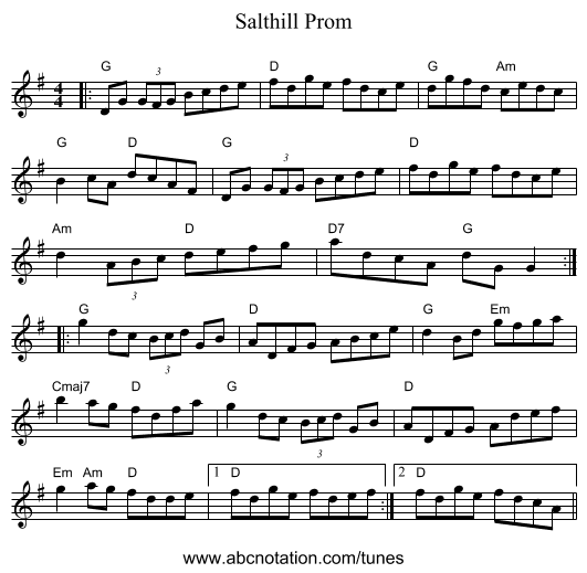 Salthill Prom - staff notation
