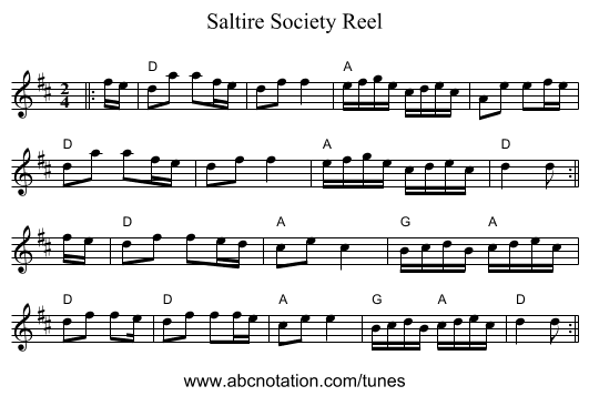 Saltire Society Reel - staff notation