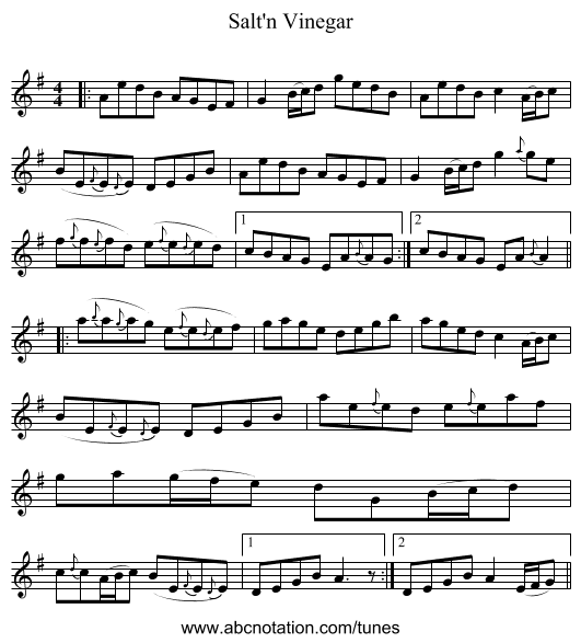 Salt'n Vinegar - staff notation