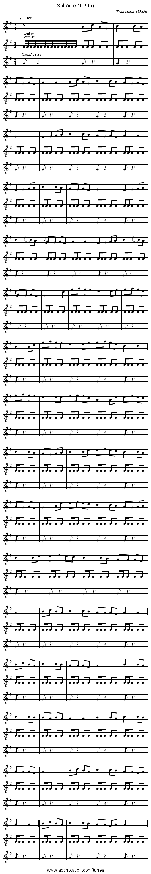 Saltón (CT 335) - staff notation