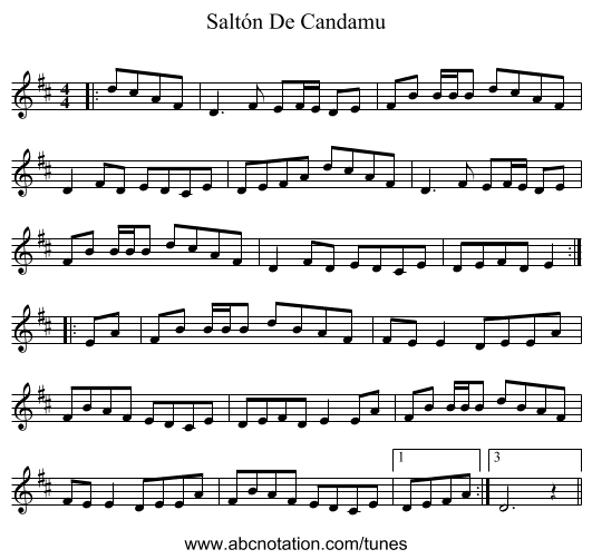 Saltón De Candamu - staff notation