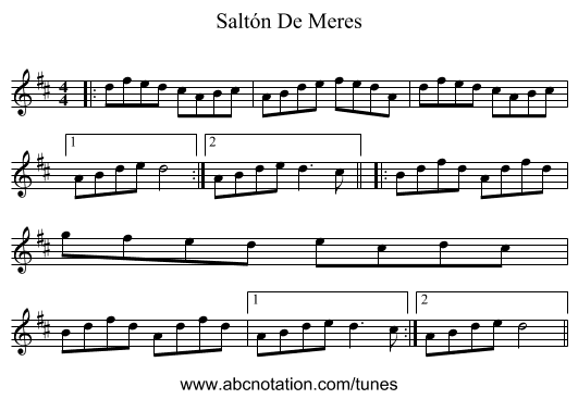 Saltón De Meres - staff notation