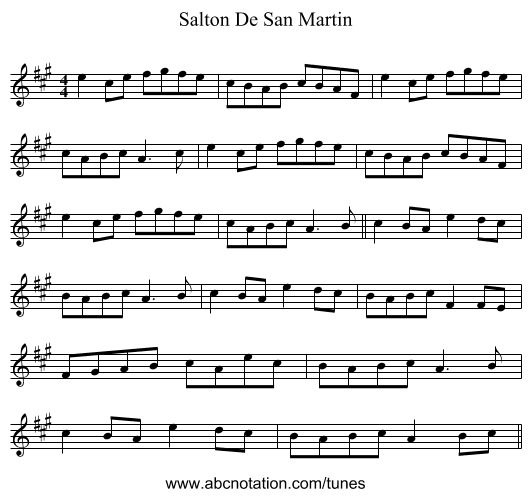Salton De San Martin - staff notation