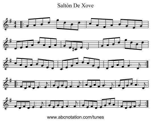 Saltón De Xove - staff notation