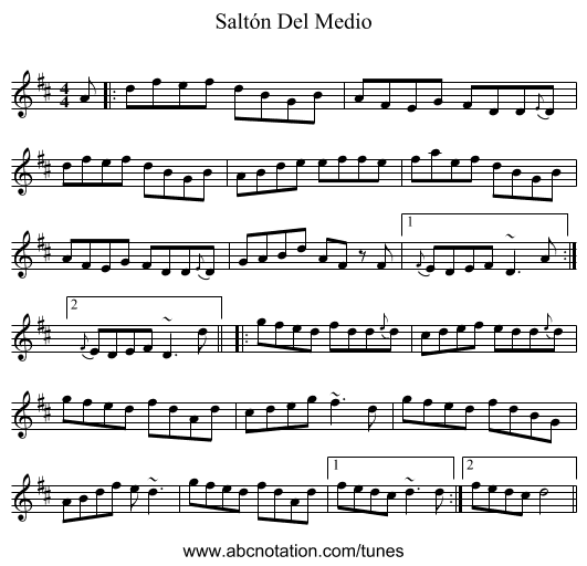 Saltón Del Medio - staff notation