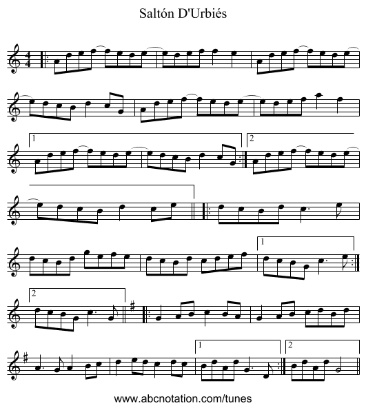 Saltón D'Urbiés - staff notation