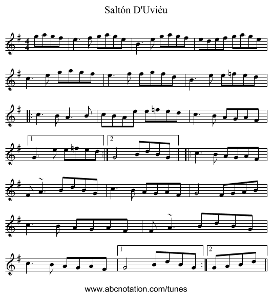 Saltón D'Uviéu - staff notation