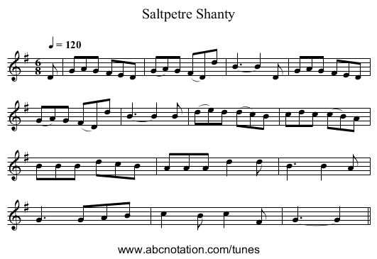 Saltpetre Shanty - staff notation