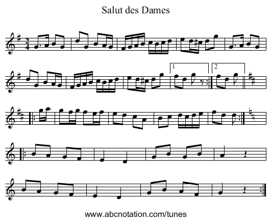 Salut des Dames - staff notation