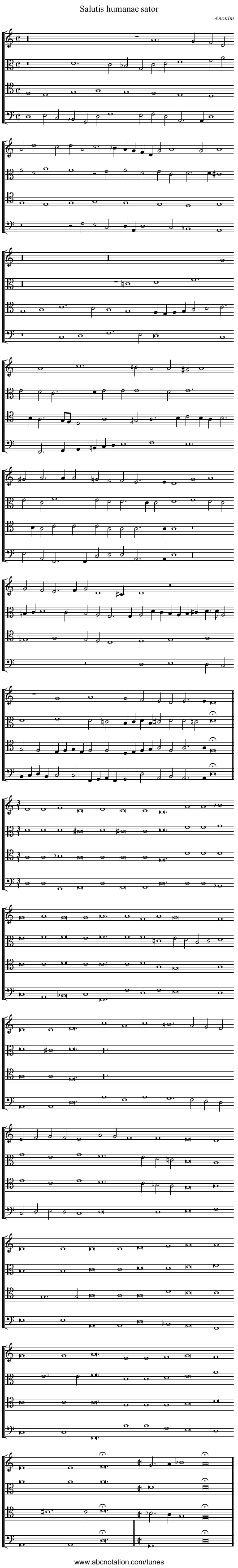 Salutis humanae sator - staff notation
