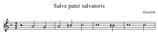 Salve pater salvatoris - staff notation