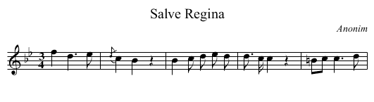 Salve Regina - staff notation