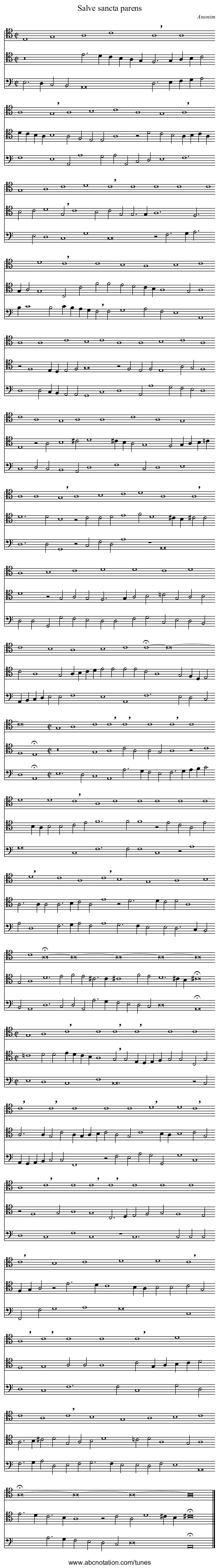 Salve sancta parens - staff notation